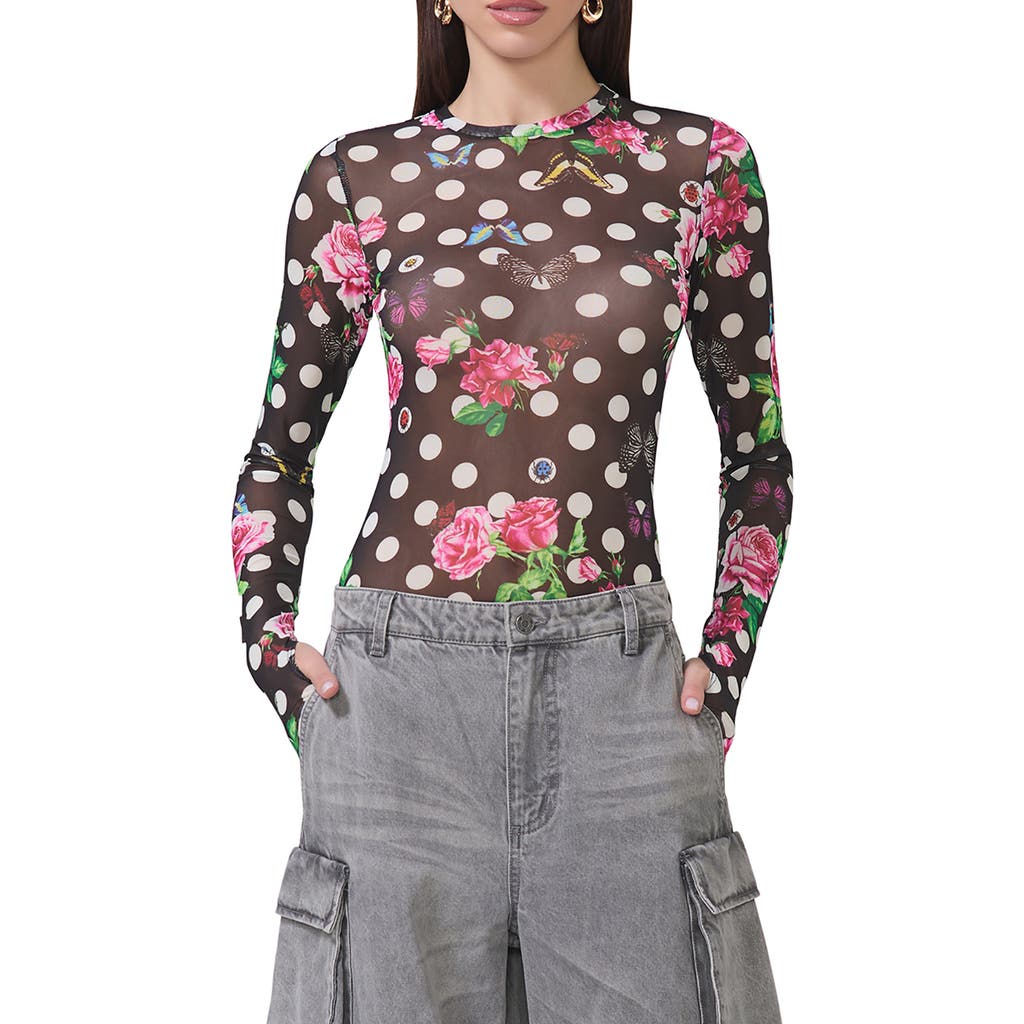AFRM AFRM KAYLEE PRINT SHEER MESH TOP