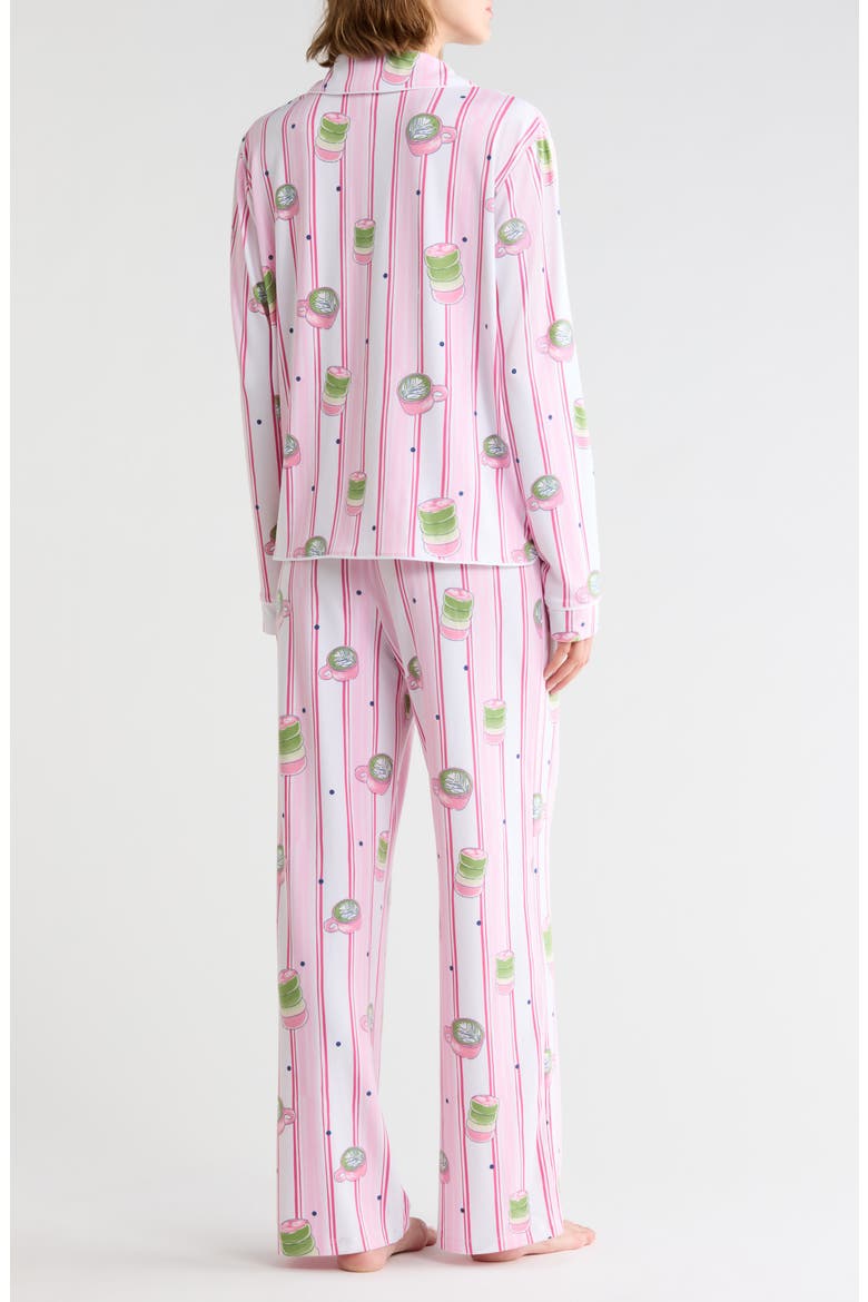 Quiet Night Long Sleeve Button-Up Top & Pants Pajamas, Alternate, color, STRAWBERRY MATCHA STRIPE