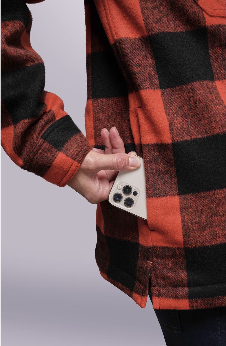 WILDFANG The Essential Flannel Fleece Lined Shacket, Alternate, color, Chili/Black