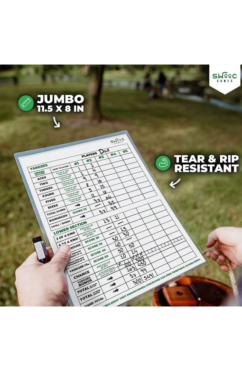 Swooc Games 5 Pack Premium Yardzee & Farkle Scorecards, Alternate, color, White