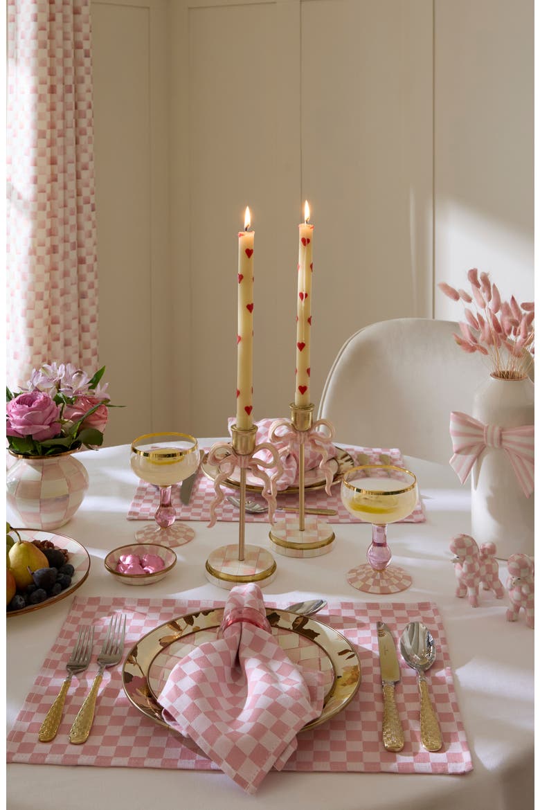 Set of 2 Pink & Gold Hearts Taper Dinner Candles, Alternate, color, PINK