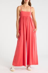Free People FP Movement Hot Shot Strappy Stretch Cotton Jumpsuit