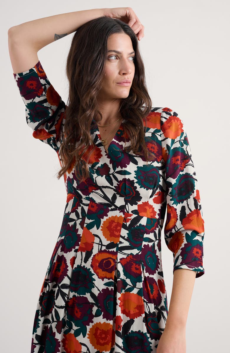 Seasalt Cornwall Etta Floral Pleated Midi Dress, Alternate, color, Figurative Floral Aran