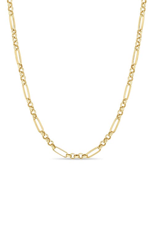 14K Gold Paper Clip Station Chain Necklace