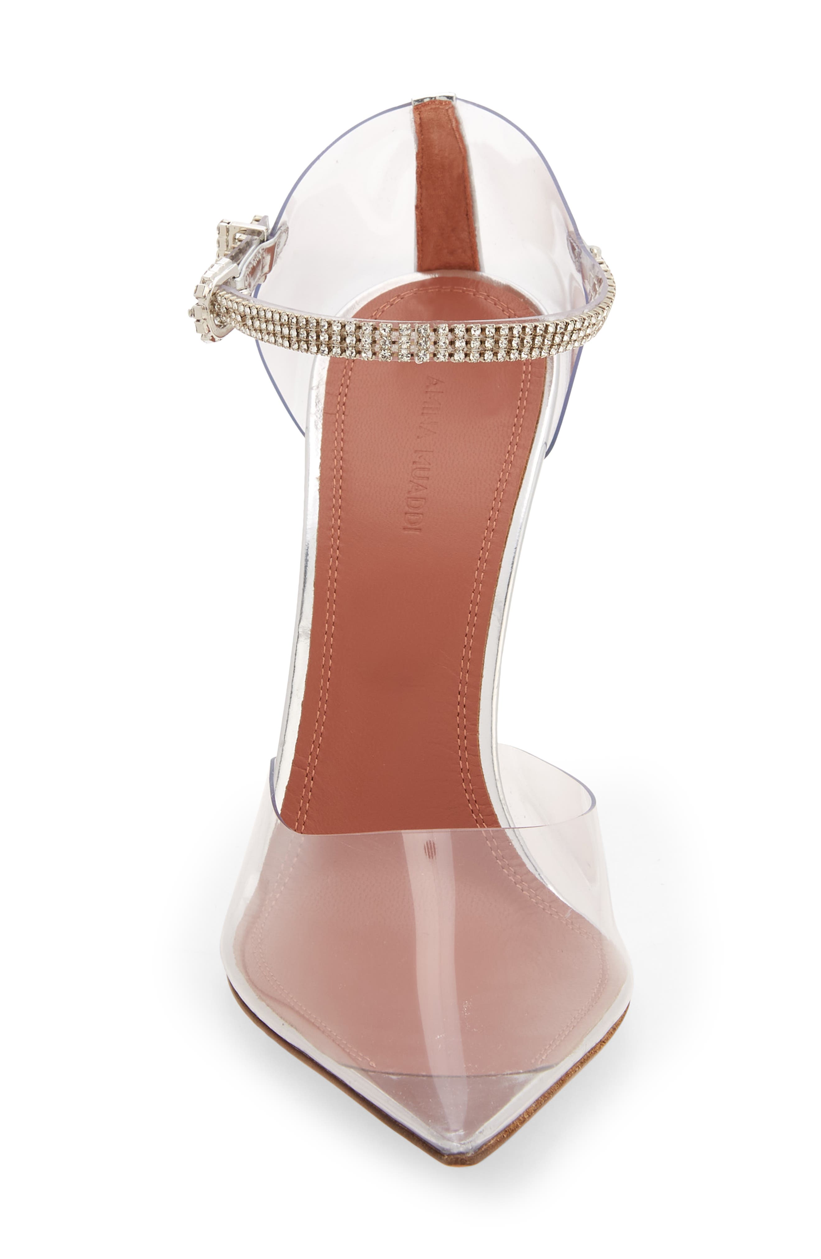 Amina Muaddi Ursina Crystal Strap Pointed Toe Clear Pump, Alternate, color, 