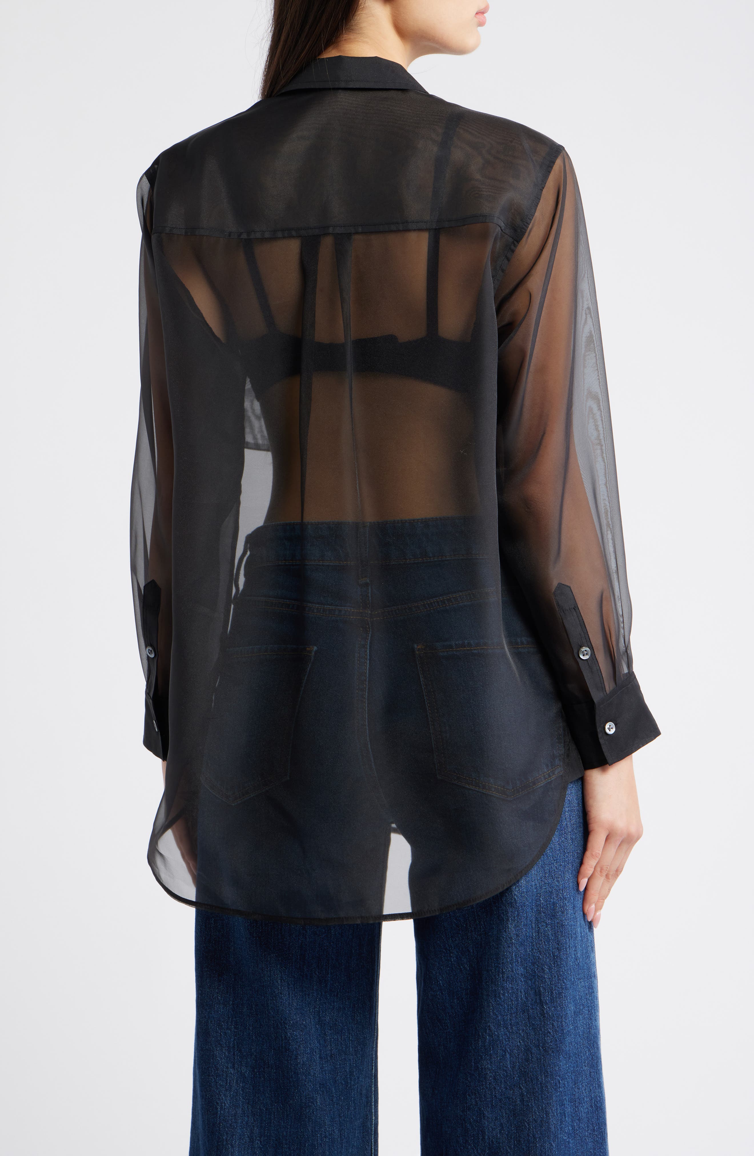 Sofiya Sheer Oversize Button-Up Shirt - image 2
