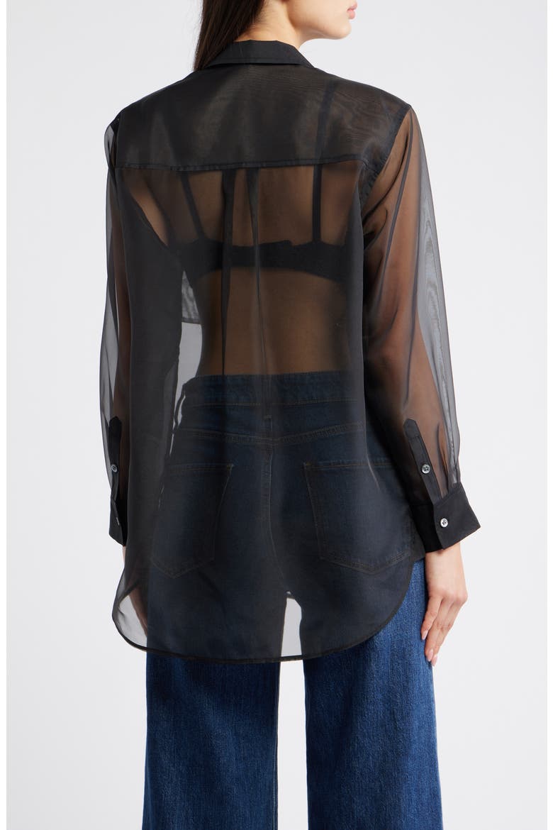 Sofiya Sheer Oversize Button-Up Shirt, Alternate, color, BLACK