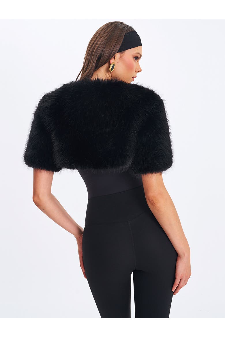 Kori Faux Fur Micro Bolero, Alternate, color, Black