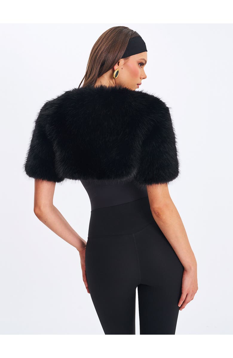 Miss Circle Kori Faux Fur Micro Bolero, Alternate, color, Black