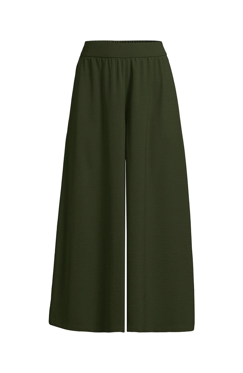 Lands' End Plus Size Creaseless High Rise Palazzo Crop Pants, Alternate, color, Dark Cilantro Green