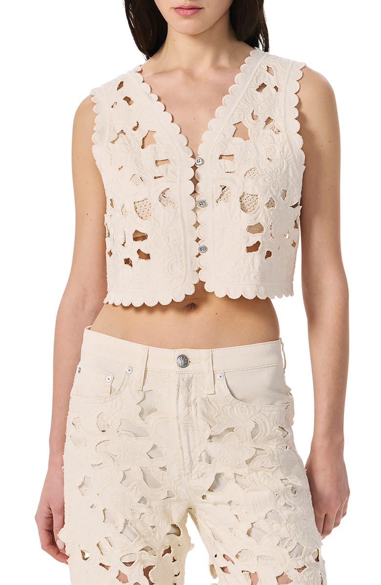 rag & bone Coralie Floral Cutout Vest, Main, color, Ecru