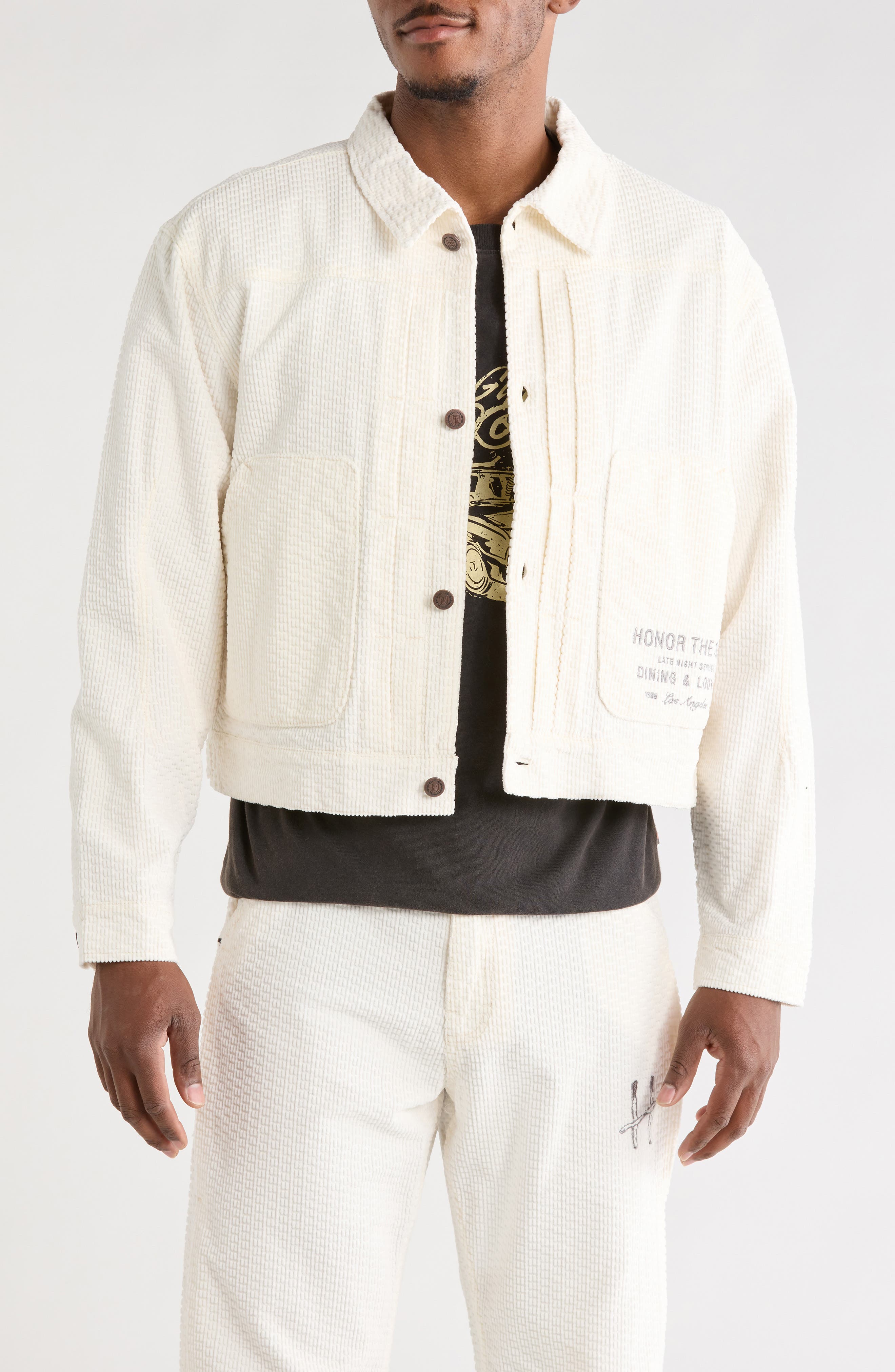 Logo Detail Cotton Corduroy Jacquard Jacket