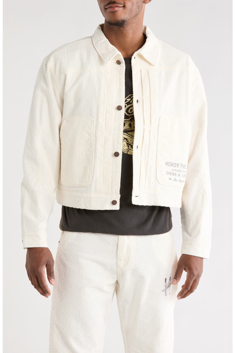 Logo Detail Cotton Corduroy Jacquard Jacket, Main, color, BONE