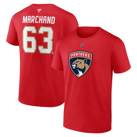 Men
s Fanatics Brad Marchand Red Florida Panthers Authentic Stack Name 
Number T-Shirt