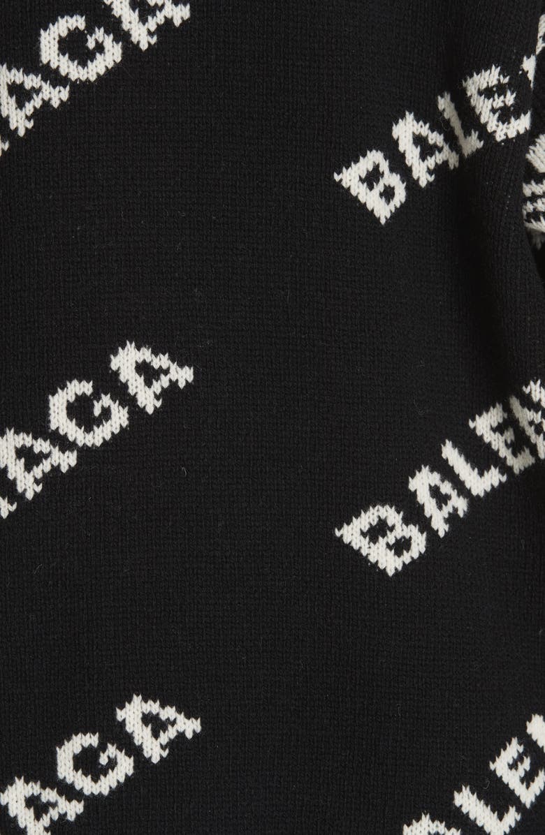 Balenciaga Logo Knit Wool Blend Sweater, Alternate, color, Black/ White