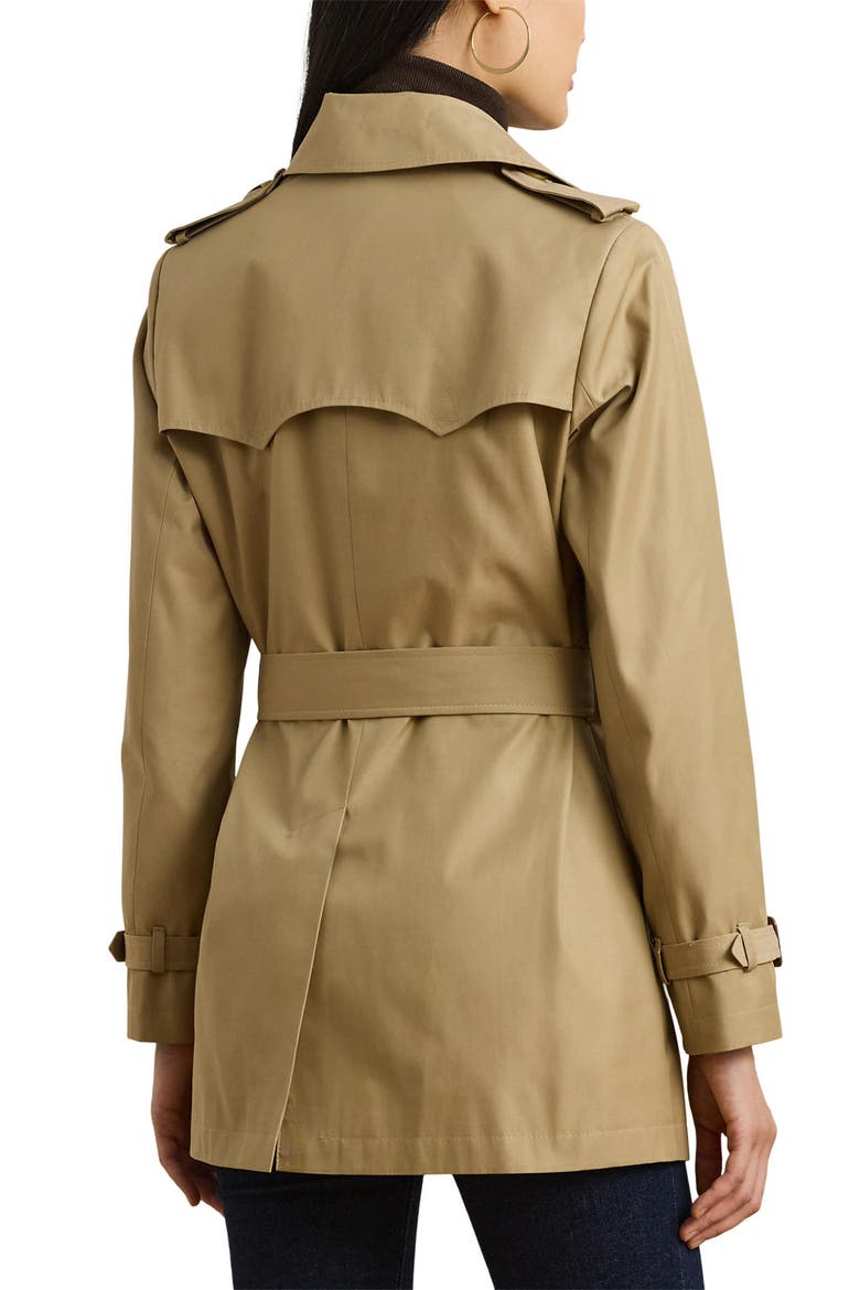 Double Breasted Belted Cotton Blend Trench Coat, Alternate, color, BIRCH TAN