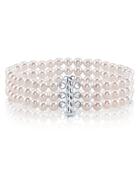Triple White Freshwater Pearl Bracelet