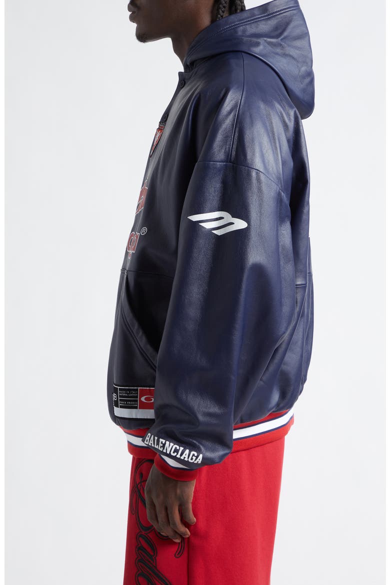 3B Leather Polo Hoodie, Alternate, color, 4100 DARK NAVY