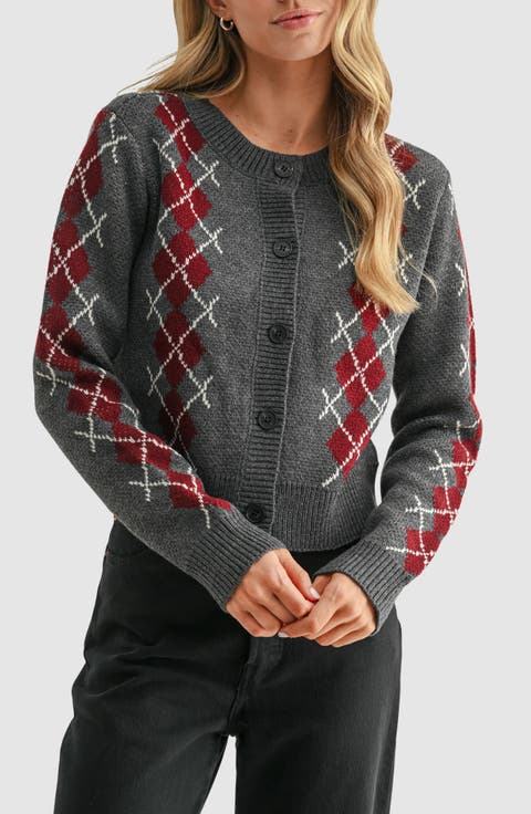 Argyle Crewneck Cardigan