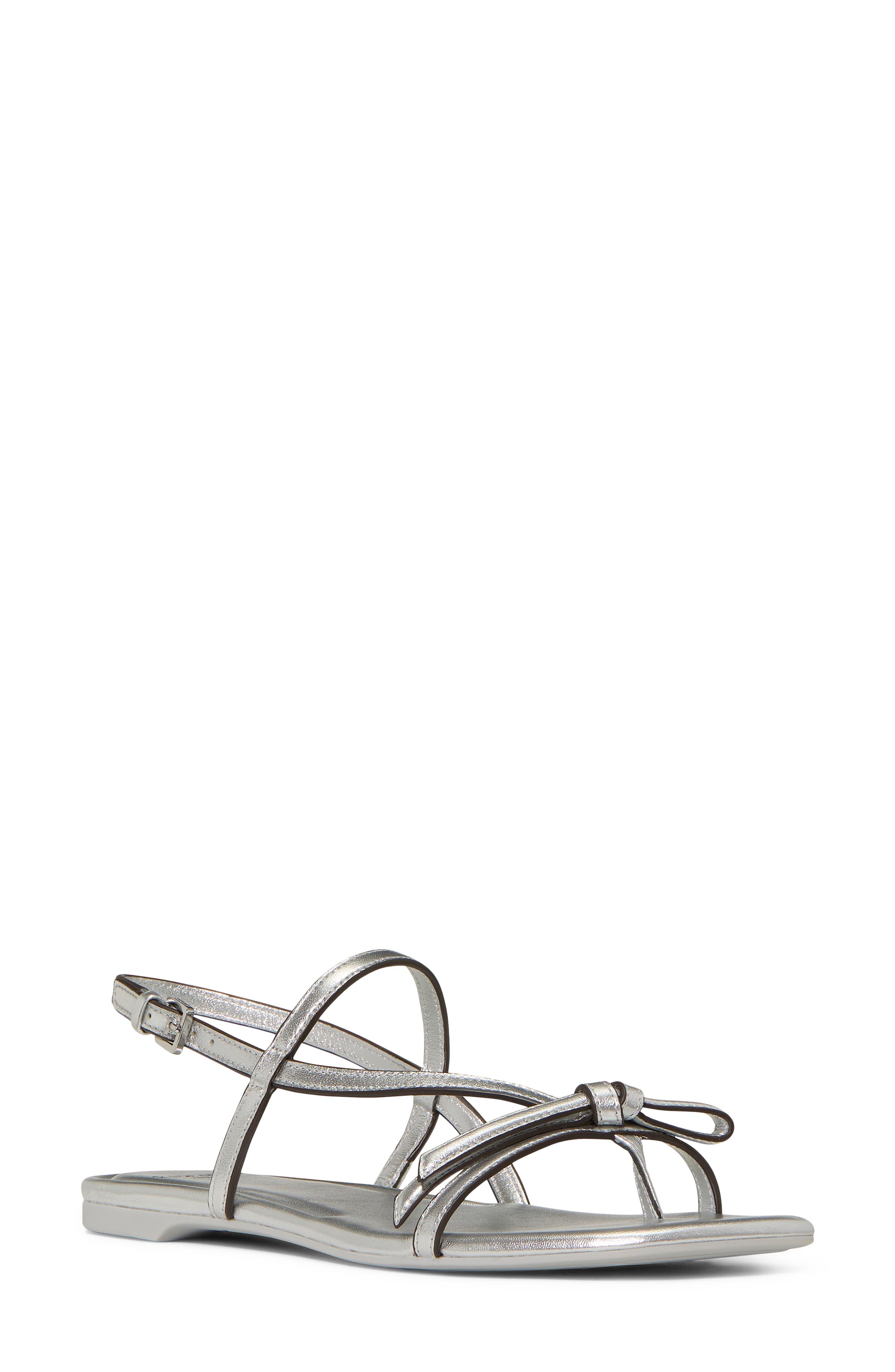 Kate Spade New York loop metallic ankle strap sandal, Main, color, Silver
