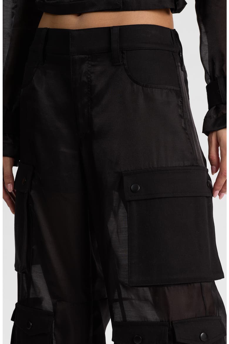 Olympia Mr. Baggy Sheer Cargo Pants, Alternate, color, BLACK