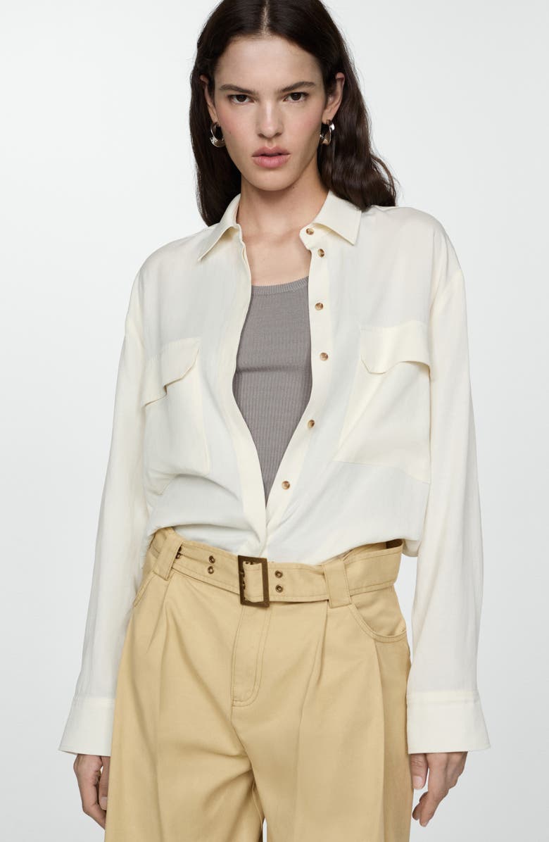 MANGO Scorpio Belted Pleated Wide Leg Pants, Alternate, color, 