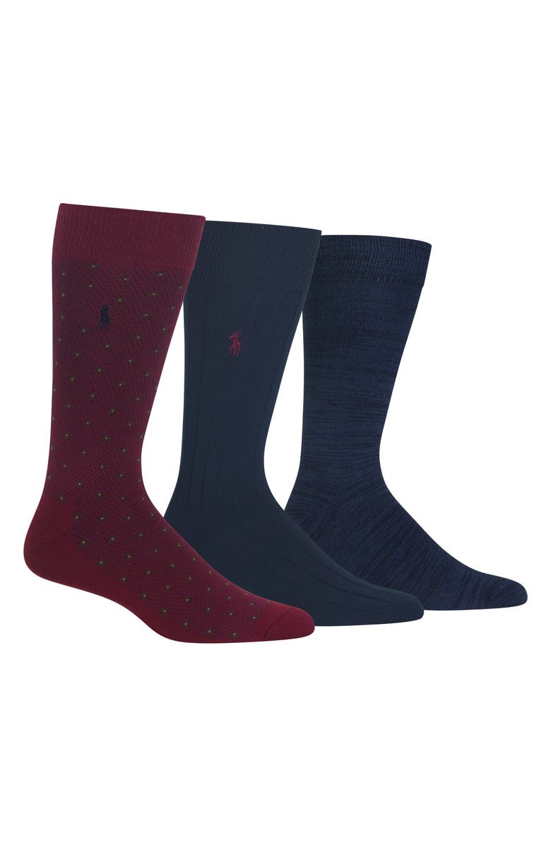 Polo Ralph Lauren Assorted 3-Pack Supersoft Dress Socks, Main, color,