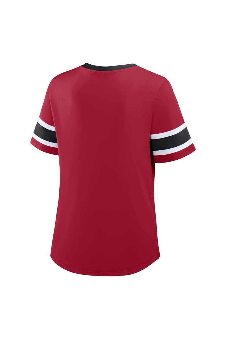 Women's Fanatics Scarlet San Francisco 49ers Redzone Draw Play Athena Lace-Up T-Shirt, Alternate, color, Scarlet