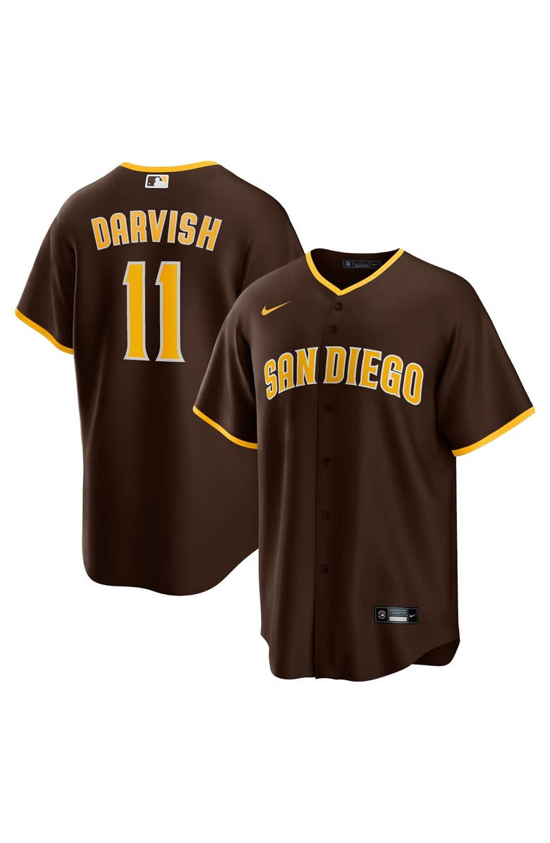 Nike Men's Nike Yu Darvish Brown San Diego Padres Alternate Replica Player Jersey, Main, color,