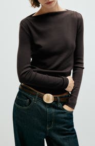 MANGO Long Sleeve Bateau Neck T-Shirt