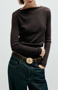 MANGO Long Sleeve Bateau Neck T-Shirt