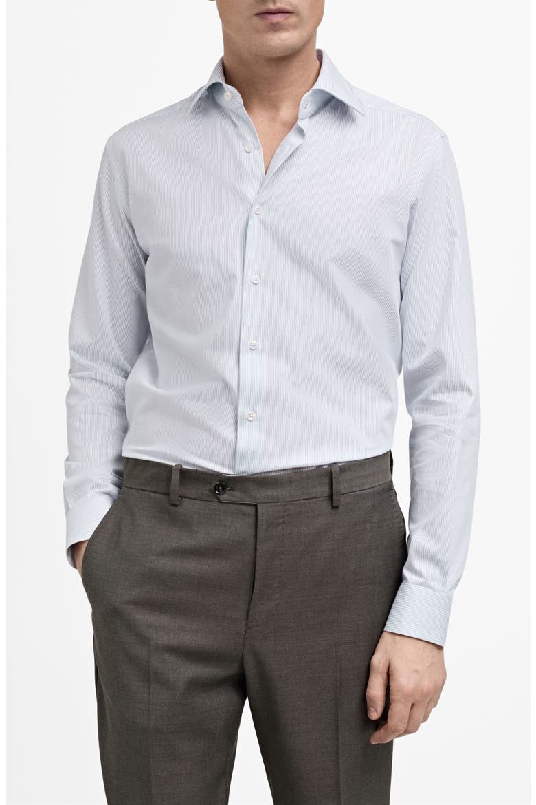 Stripe Cotton Button-Up Shirt, Main, color, BLUE
