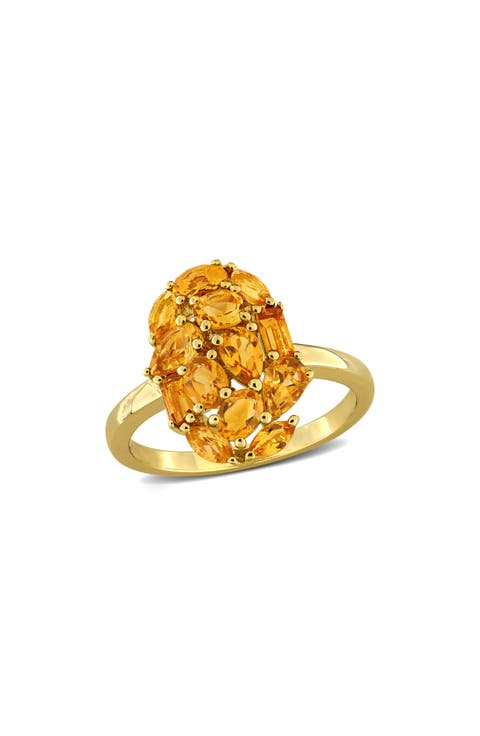 Multi-Shaped Citrine Cluster Ring