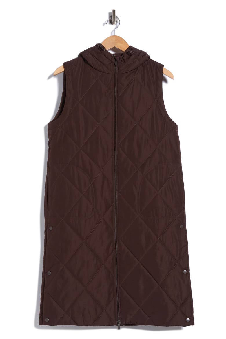 Longline Quilted Vest, Alternate, color, BROWN MOLE