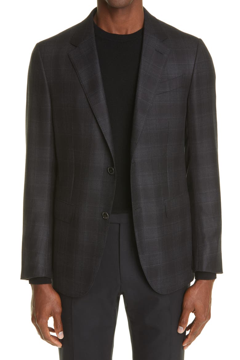 Glen Plaid Wool Sport Coat, Main, color, CHARCOAL