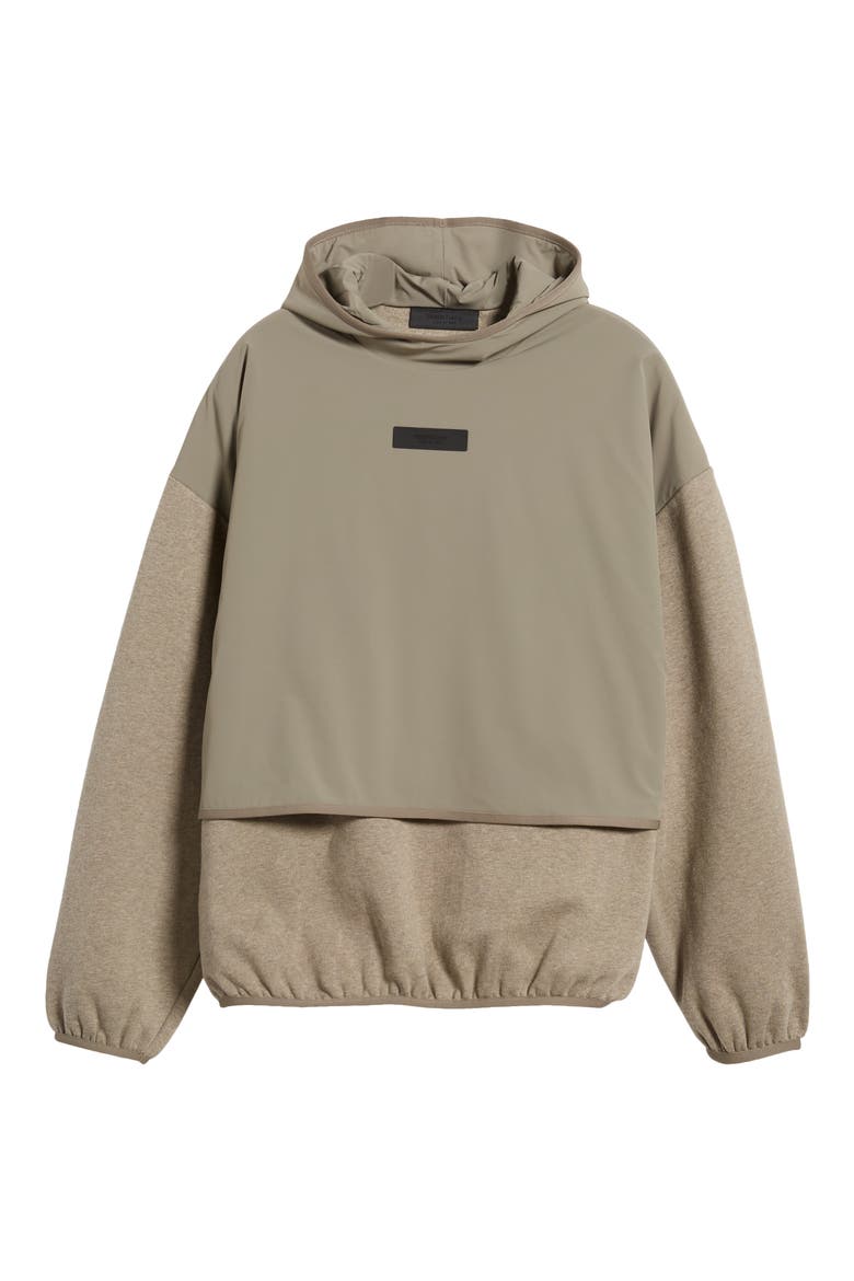Fleece & Nylon Hoodie, Alternate, color, DUST / HEATHER GREY