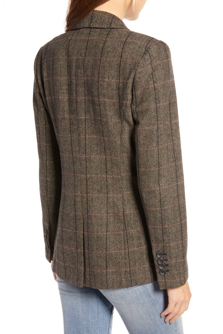 Plaid Double Breasted Blazer, Alternate, color, BROWN WHALES CHECK