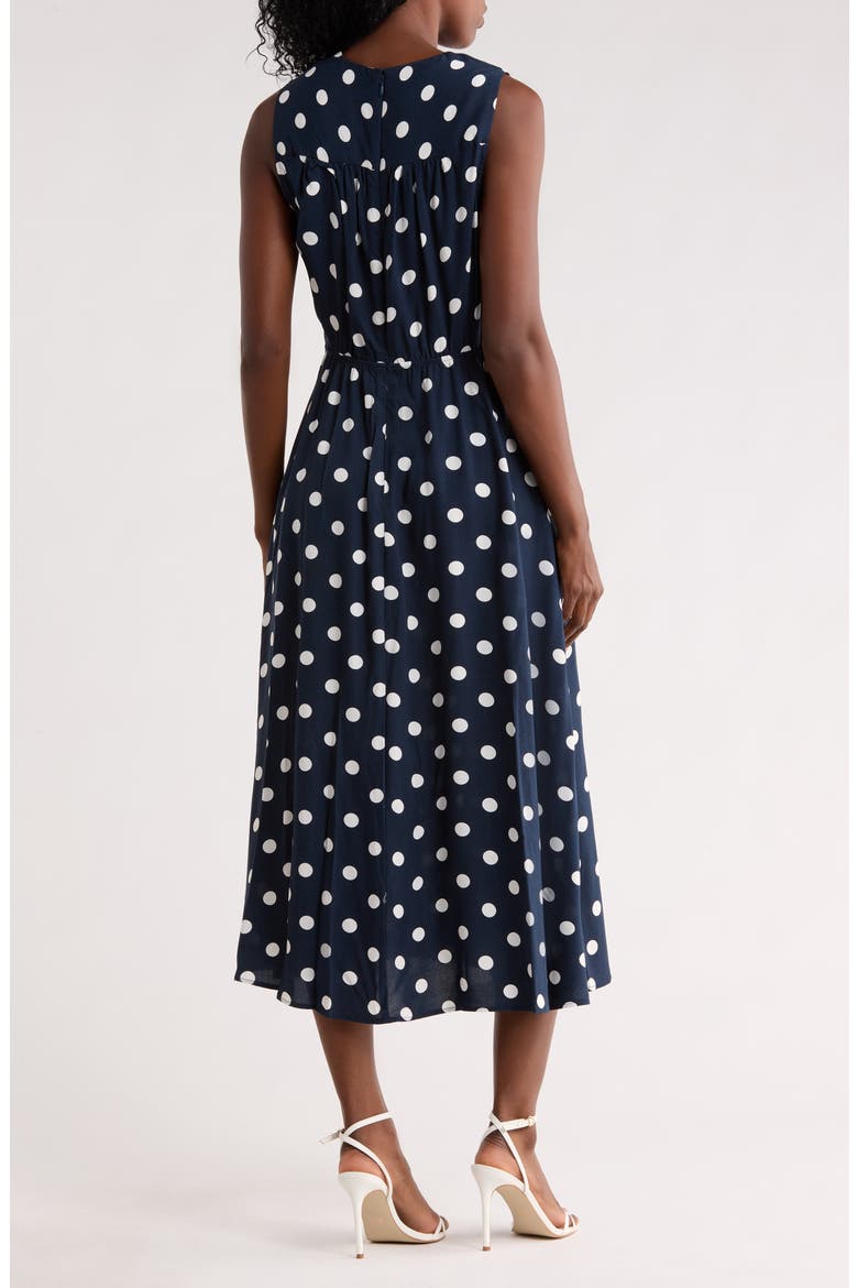 blue and white polka dot wrap dress ZAFUL Plunge Midi Polka Dot Wrap Dress In CORNFLOWER BLUE