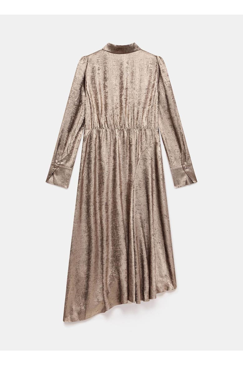 Metallic Midi Shirt Dress, Alternate, color, Gold