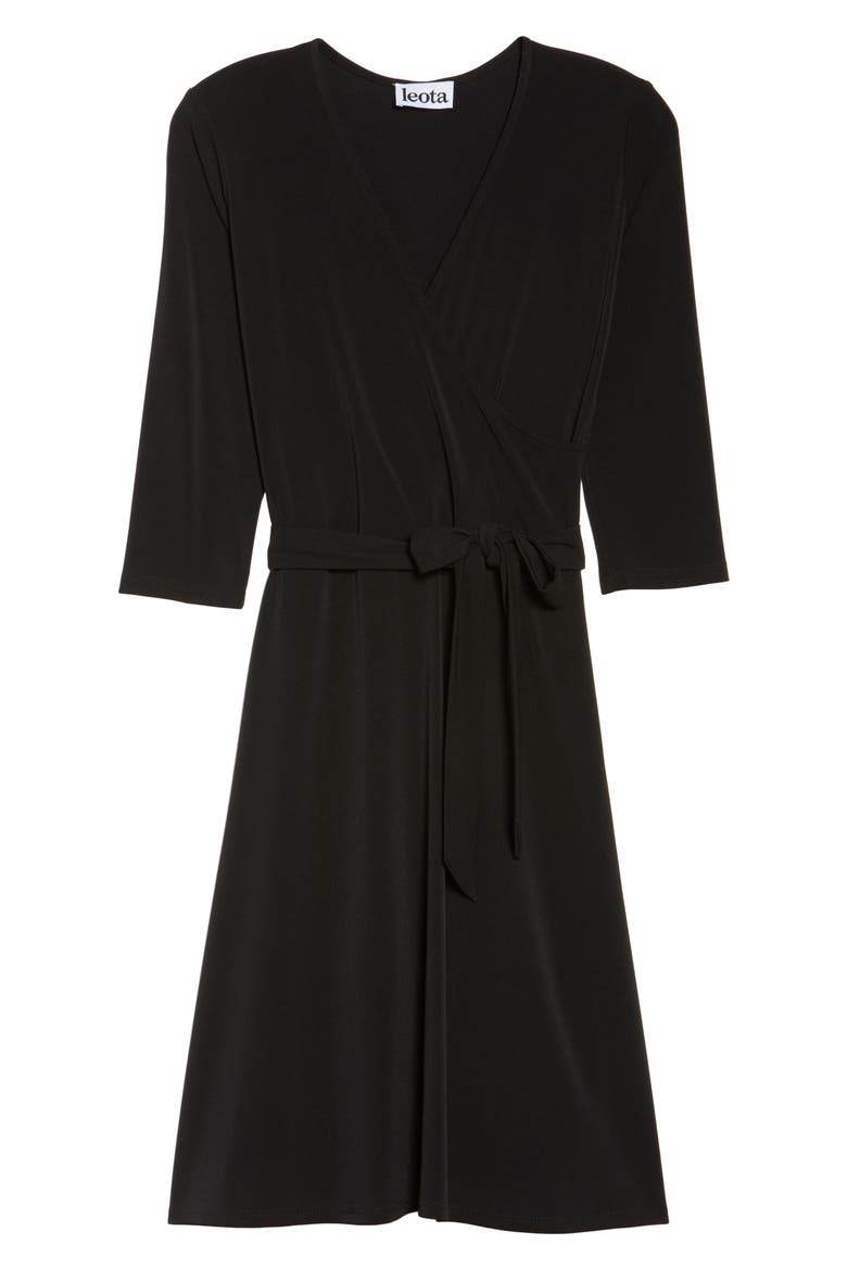 Print Jersey Faux Wrap Dress, Alternate, color, BLACK CREPE
