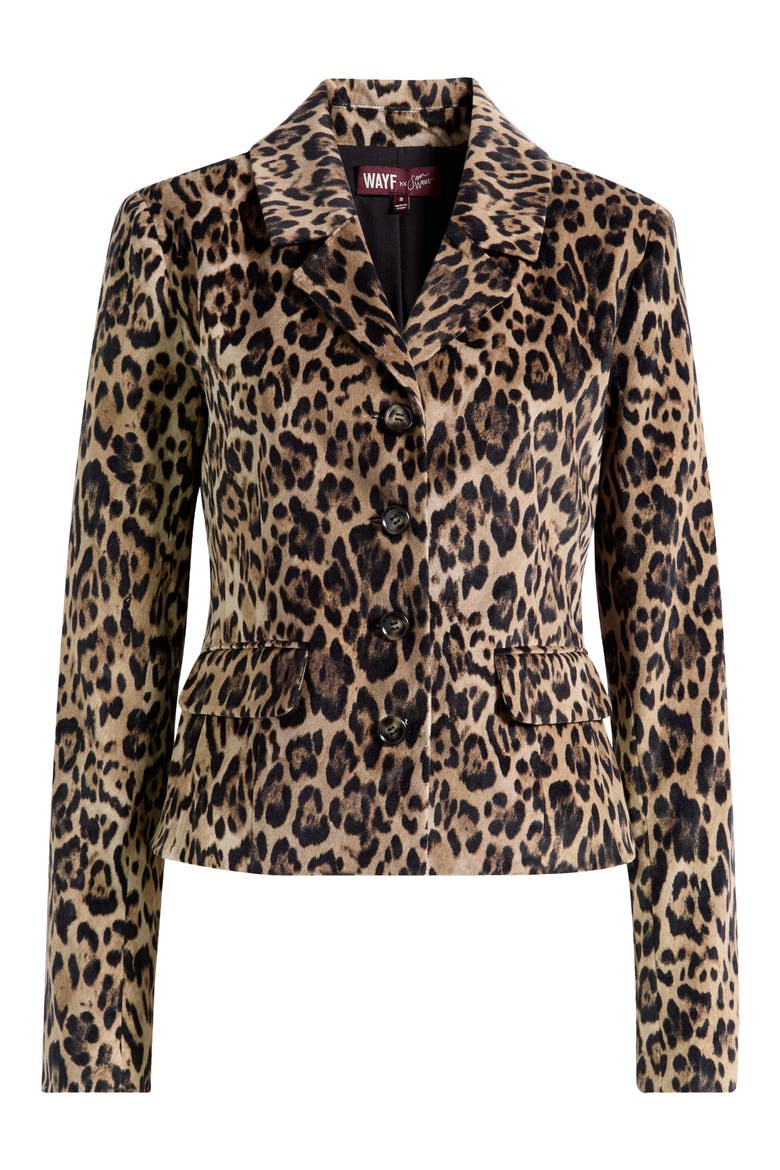 x Sara Walker Samantha Leopard Velveteen Blazer, Alternate, color, LEOPARD
