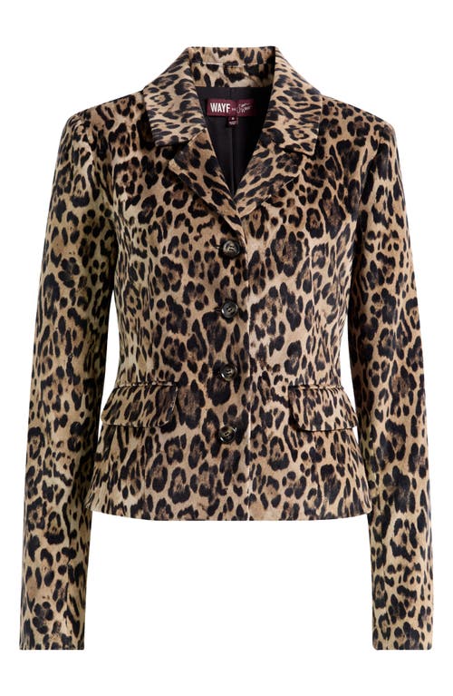 Wayf X Sara Walker Samantha Leopard Velveteen Blazer In Animal Print