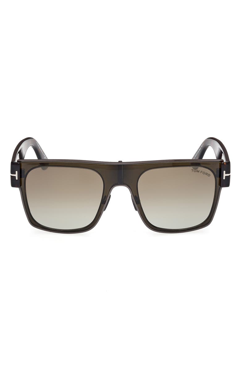 TOM FORD Edwin 54mm Square Sunglasses, Main, color, Gunmetal / Khaki / Havana