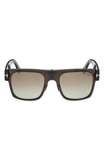 Tom Ford Edwin 54mm Square Sunglasses In Mastic / Brown Mirror