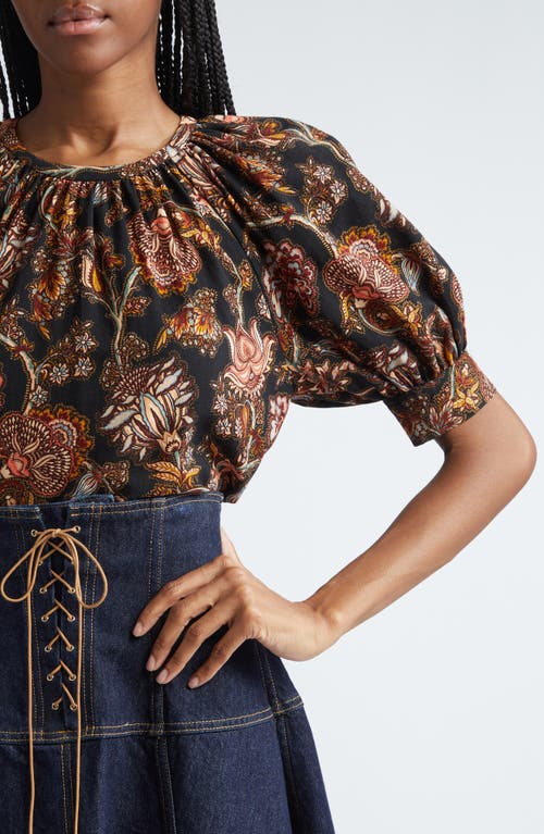 Ulla Johnson Suri Floral Paisley Wool Blend Top In Viola