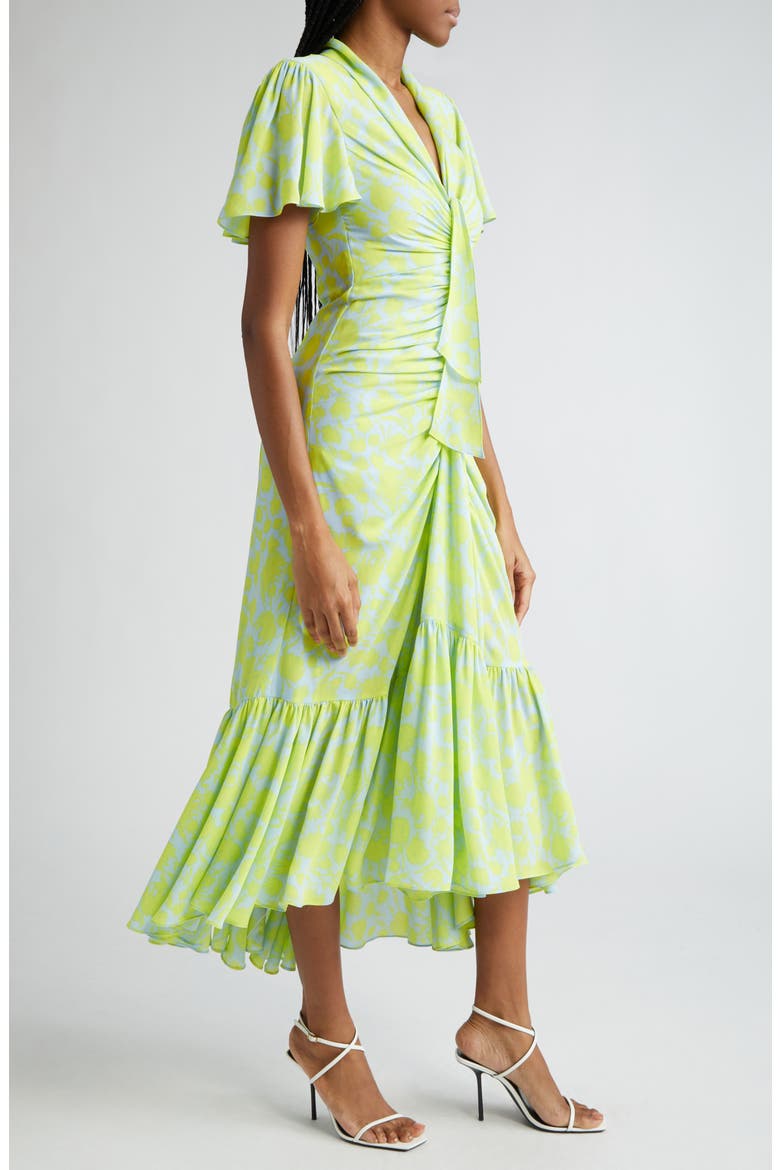 Peeta Ruched High-Low Midi Dress, Alternate, color, SERENE SKY/ FRES