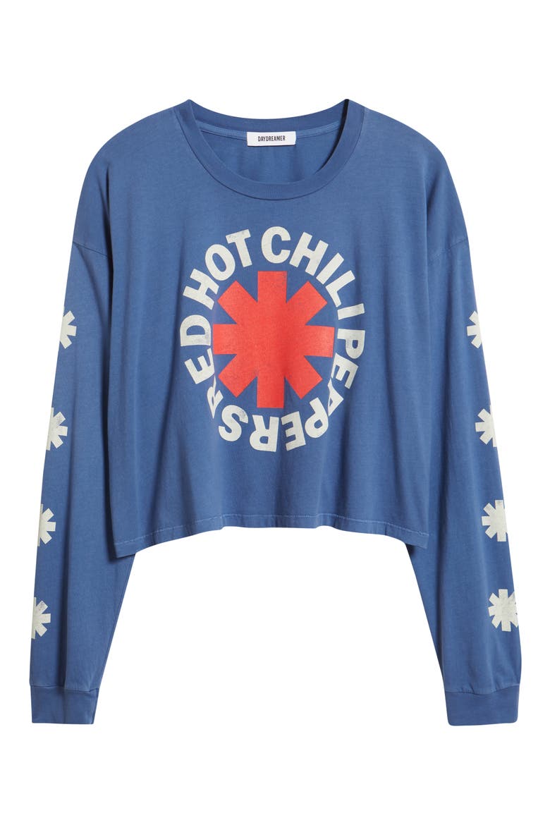 Red Hot Chili Peppers Long Sleeve Cotton Graphic T-Shirt, Alternate, color, DENIM