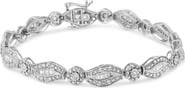 Haus of Brilliance Silver 1 cttw Diamond Double Leaf and Bezel Link Bracelet
