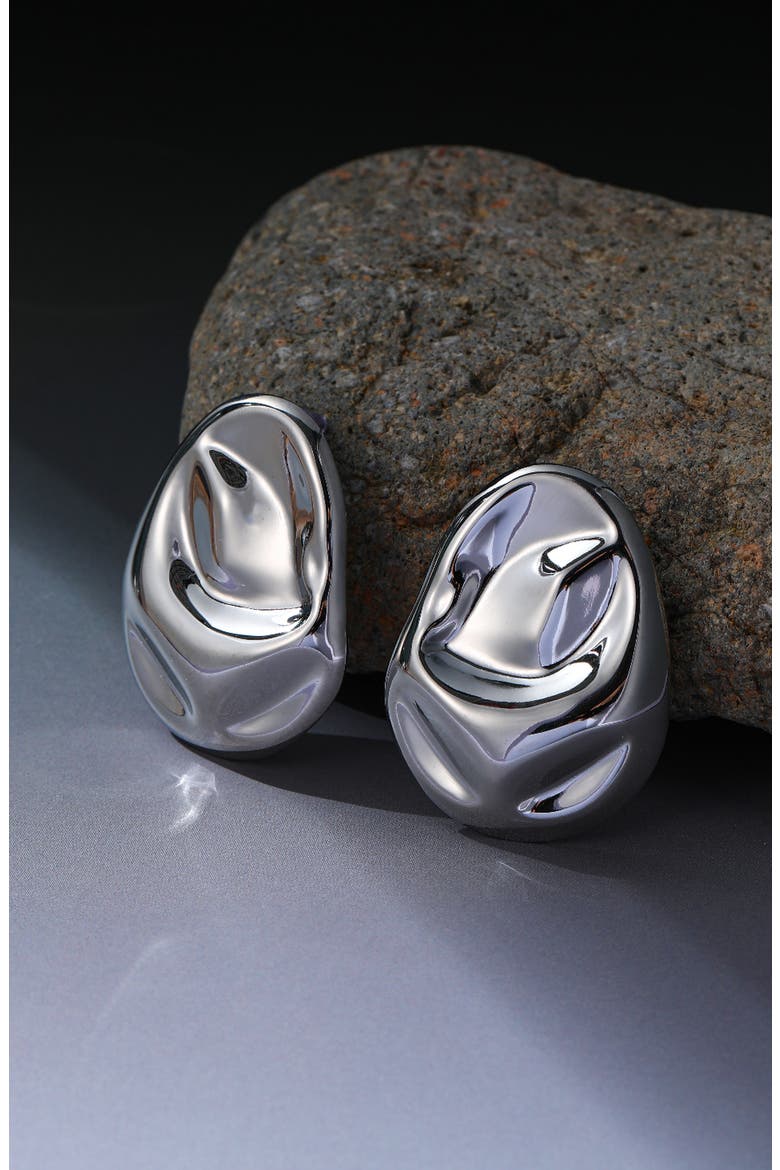 Alba Sculpture Earrings, Alternate, color, Silver