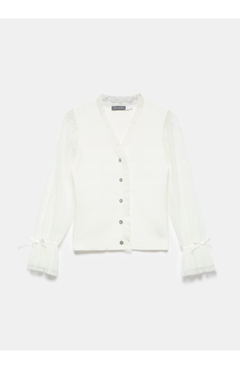 MINT VELVET Sheer Sleeve Cardigan, Alternate, color, Ivory